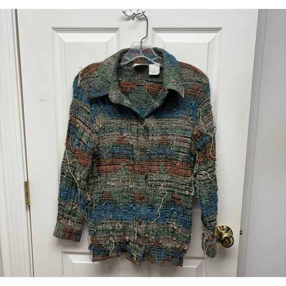 Monterey by Koret Sweater, Funky Boho Cardigan, Weaved Beach Wear, Women's L - Picture 1 of 6